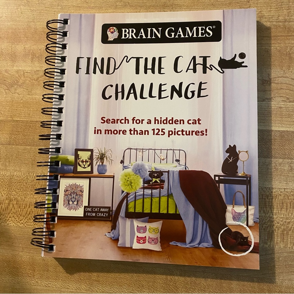 Brain Games Find the Cat Challenge Hidden Picture Spiral Bound Activity Book